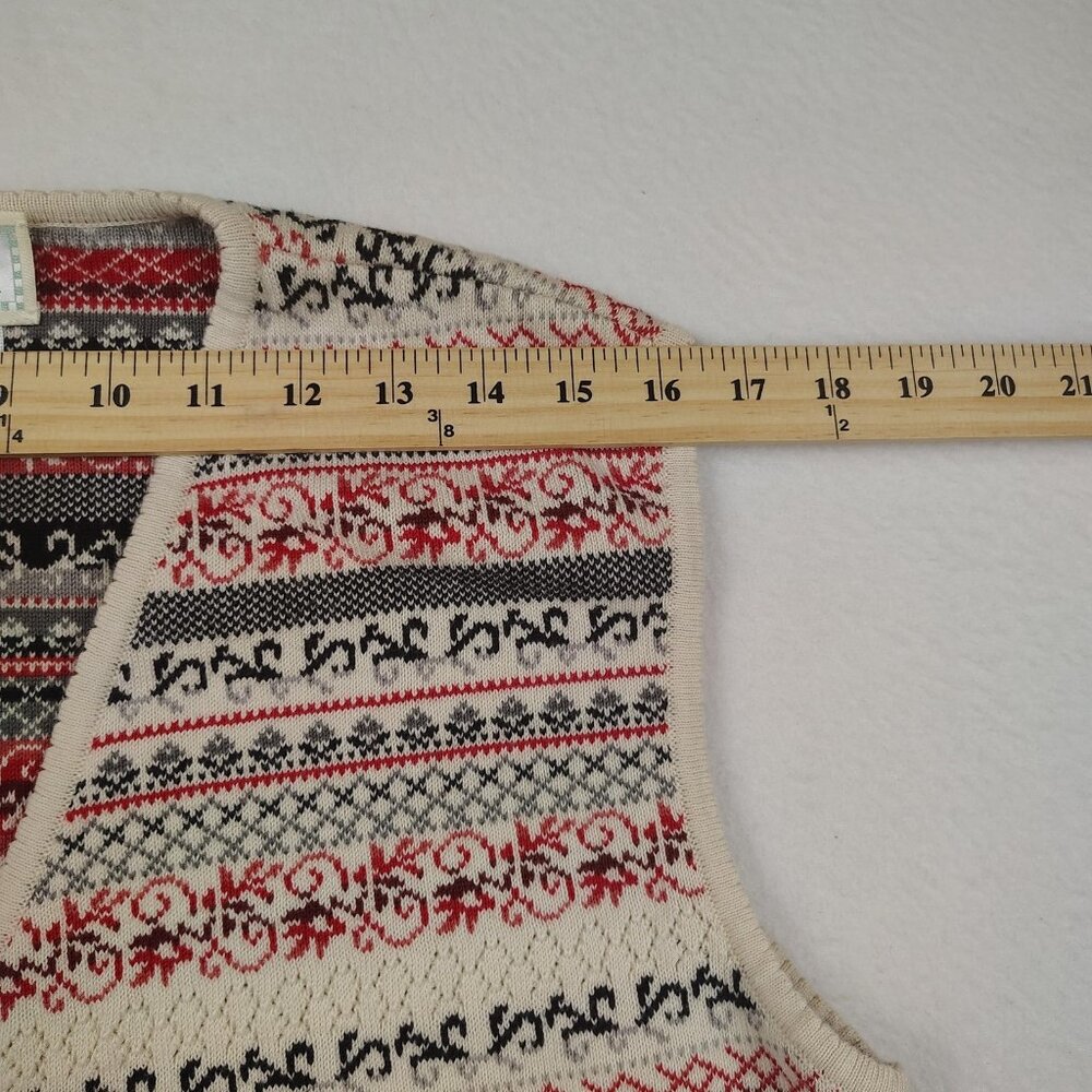VTG 90's Susan Bristol Sweater Vest Womens Large Cream Fair Isle Nordic - Picture 7 of 8